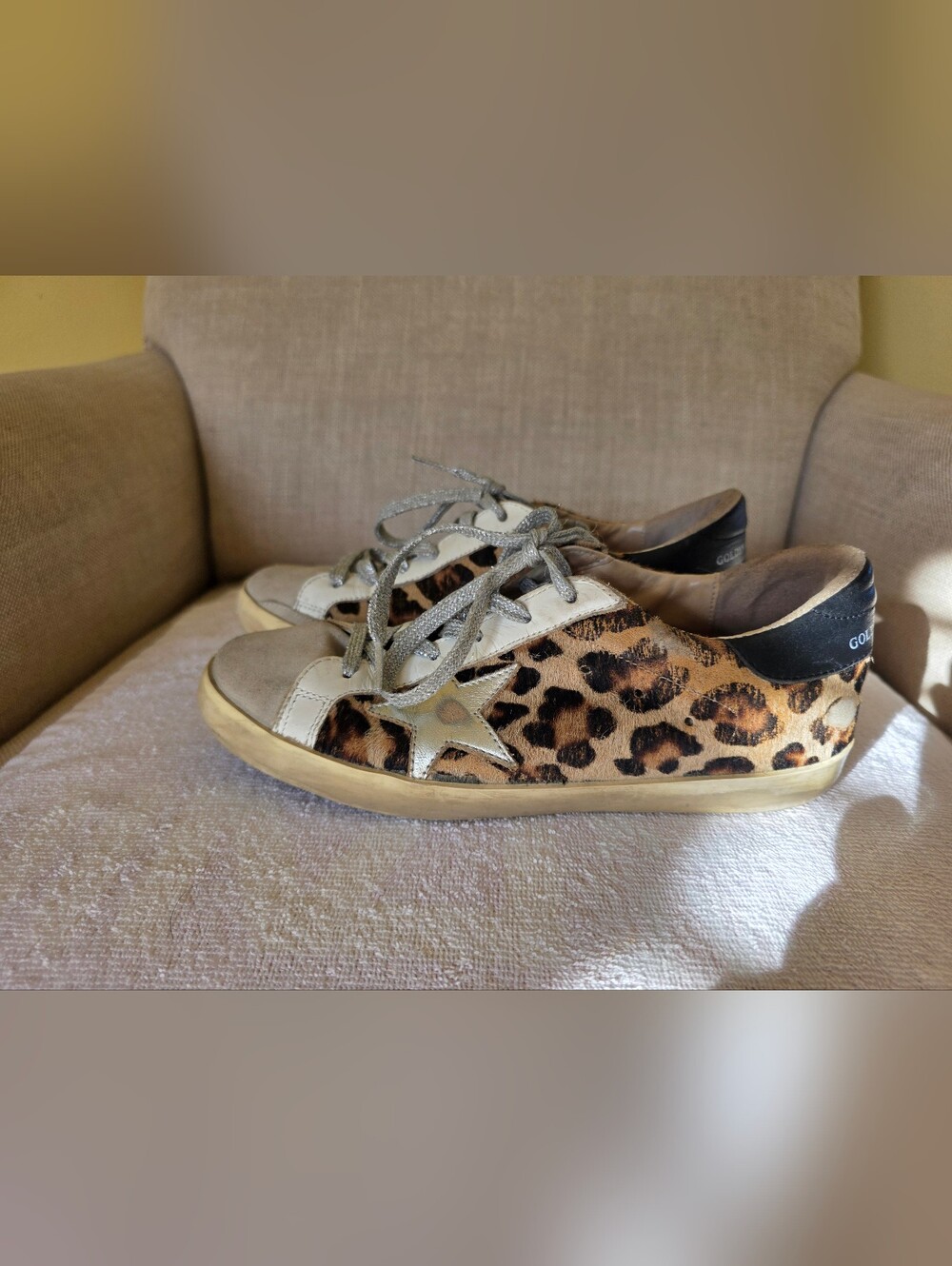 Golden Goose Leopard Print Low-Top Sneakers in Brown